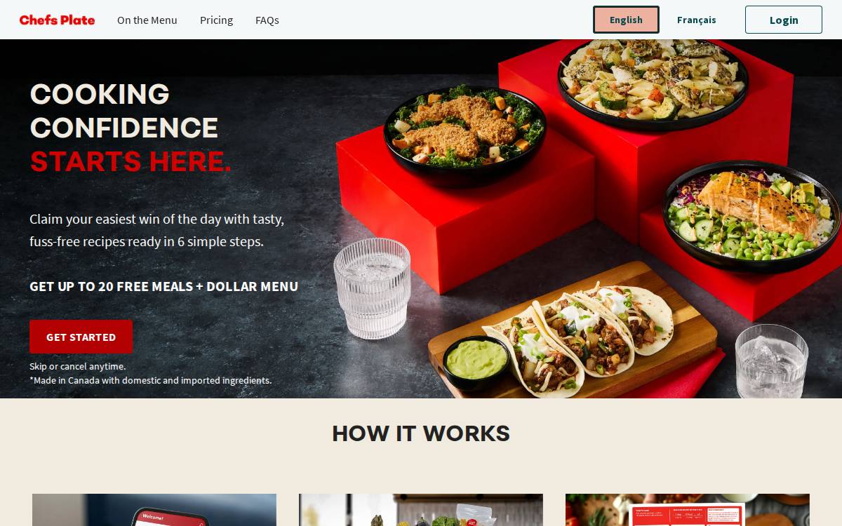 Chef's Plate website preview