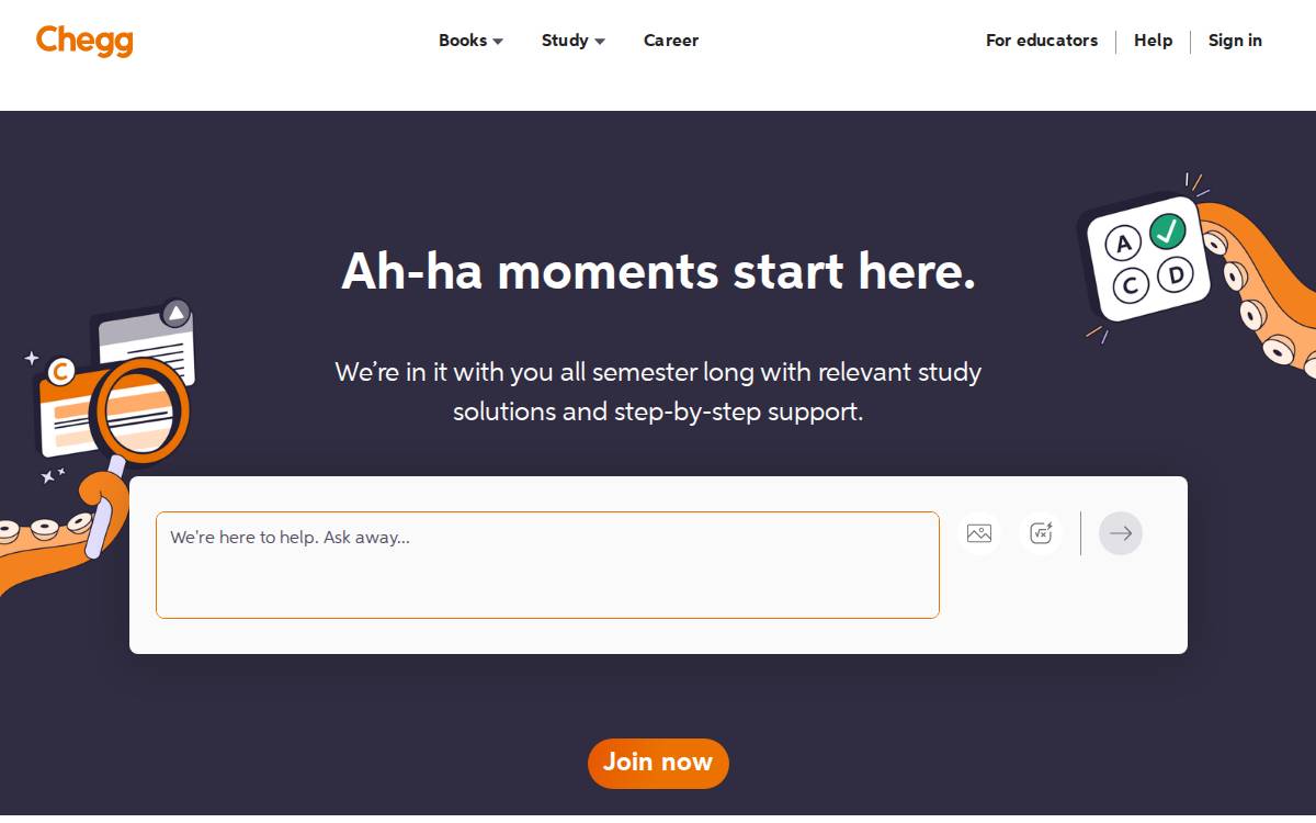 Chegg website preview