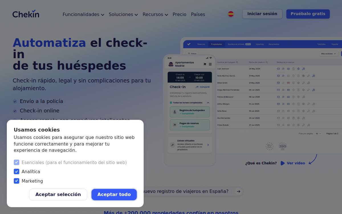 Chekin website preview