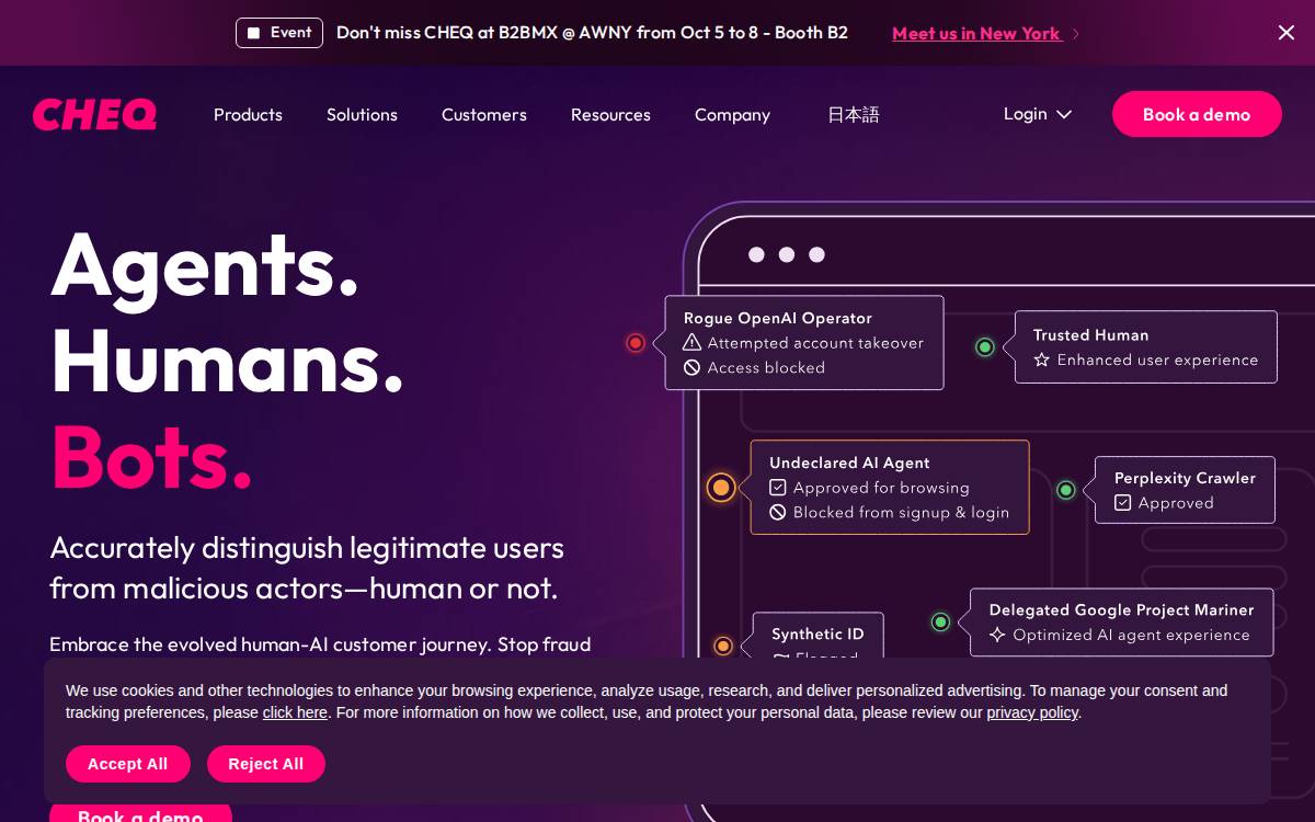 CHEQ website preview