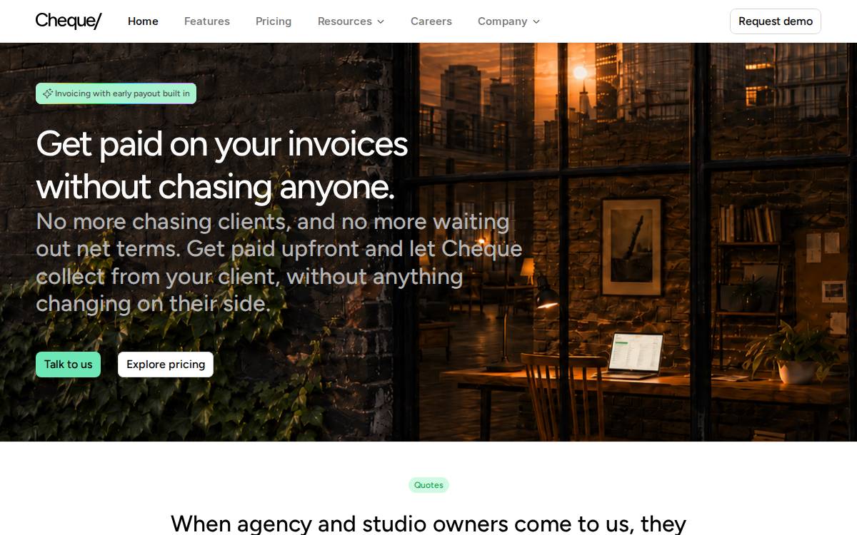 Cheque website preview