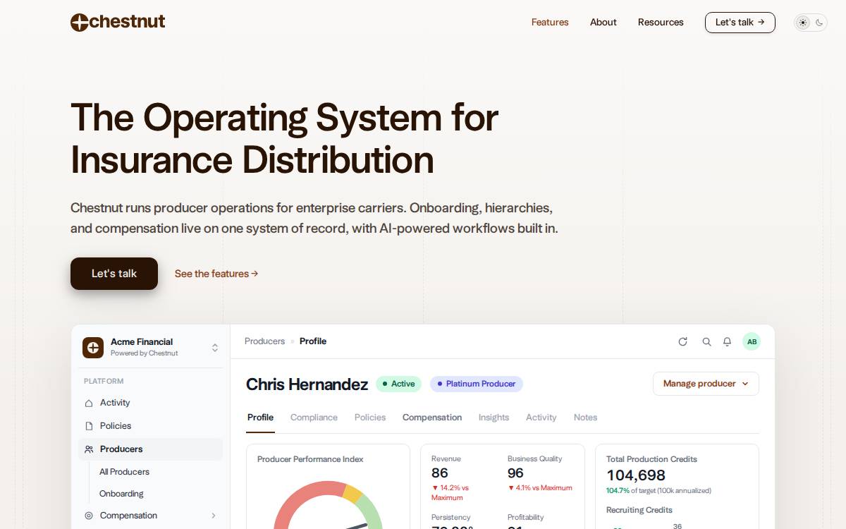 Chestnut website preview
