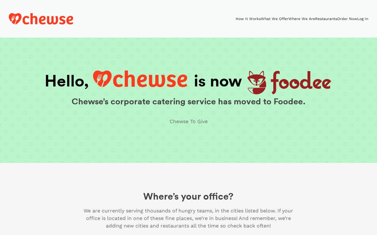 Chewse Family Styled Office Meals website preview