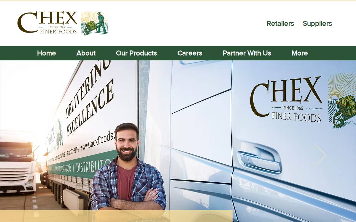 Chex Finer Foods website preview
