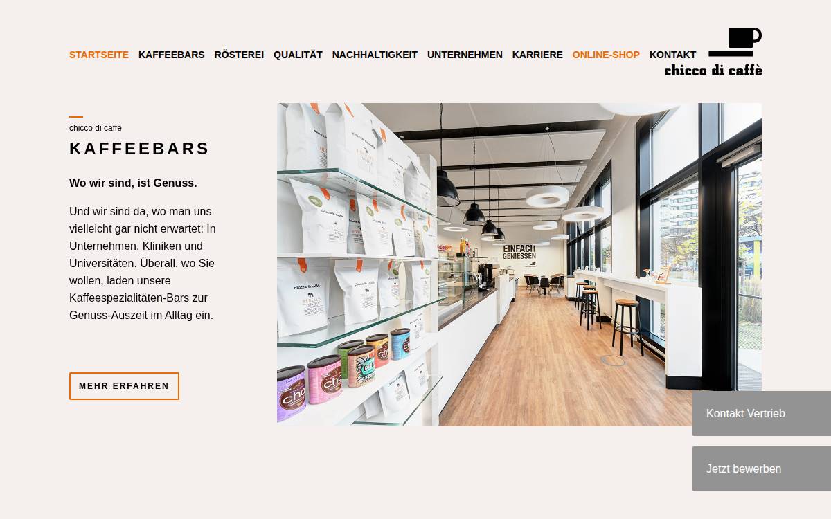 chicco di caffè website preview