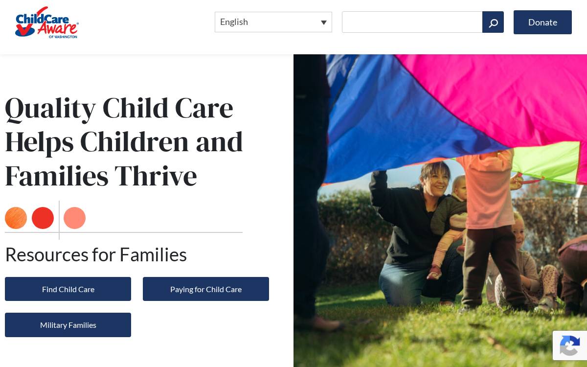 Child Care Aware of WA (CCA) website preview