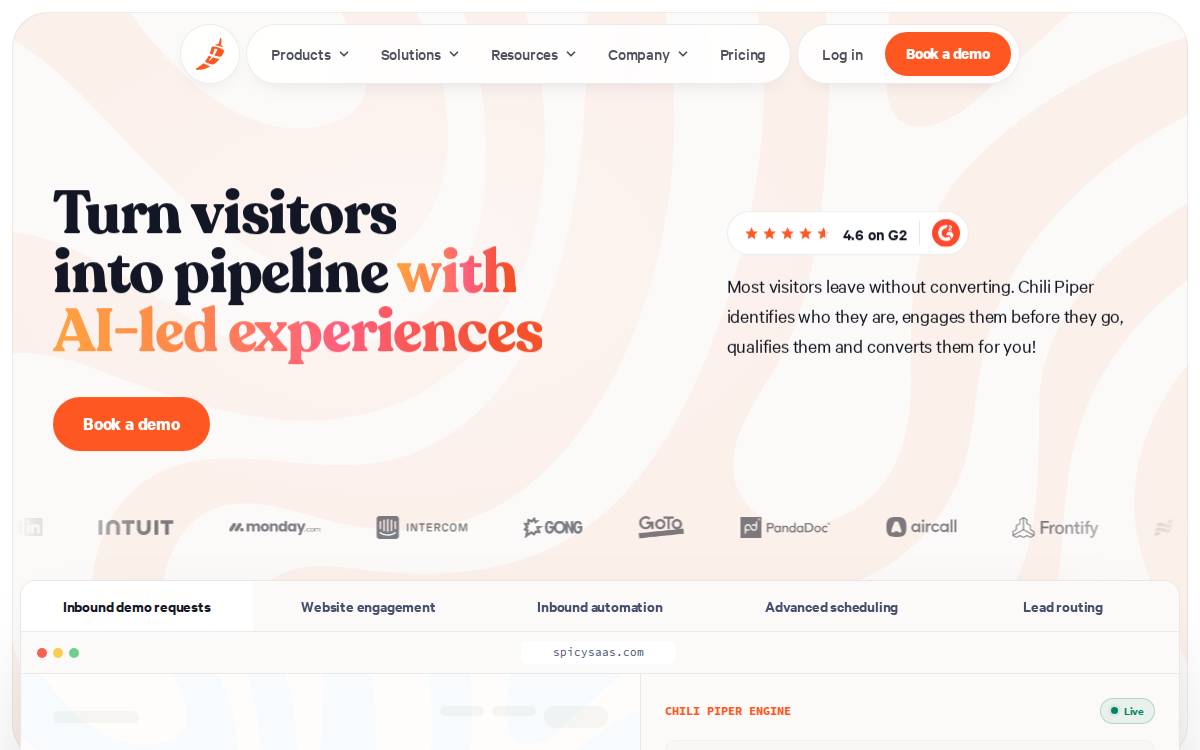 Chilipiper website preview