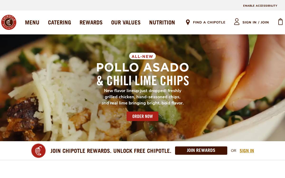 Chipotle Mexican Grill website preview