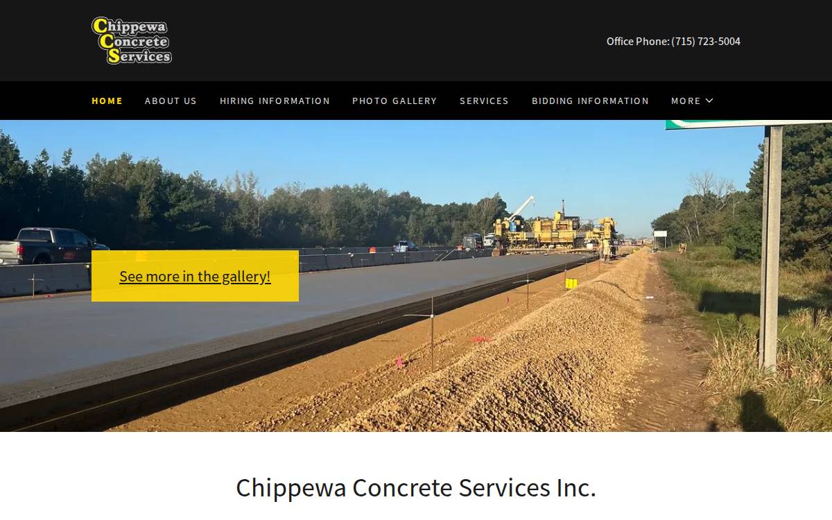 Chippewaconcreteservices website preview