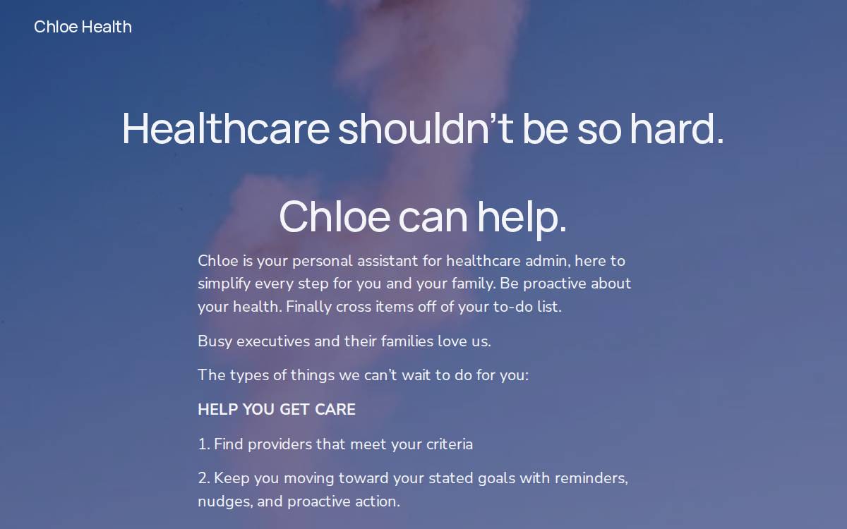 Chloe Health, Inc. website preview