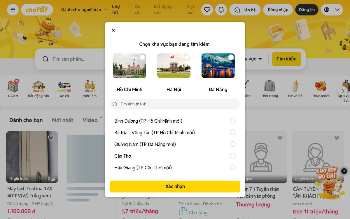 Cho Tot website preview