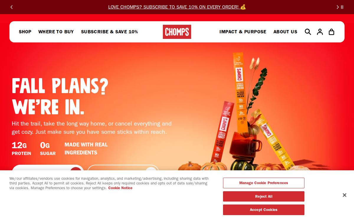Chomps website preview