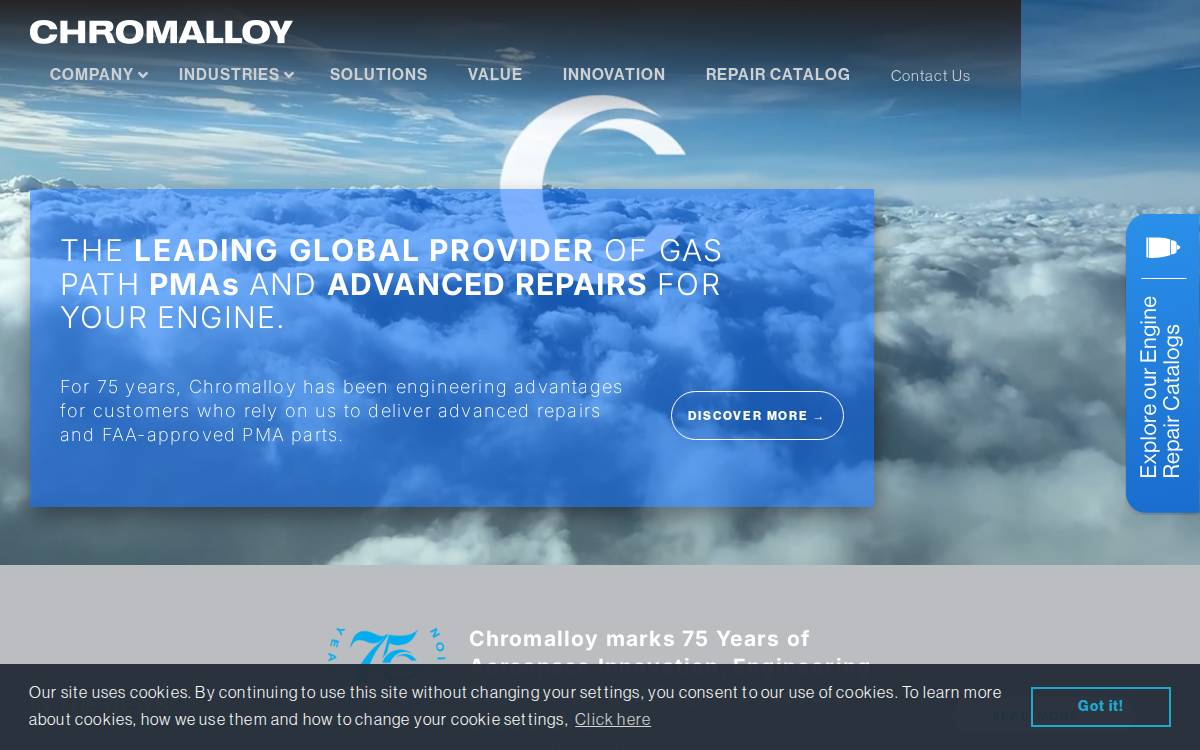 Chromalloy website preview