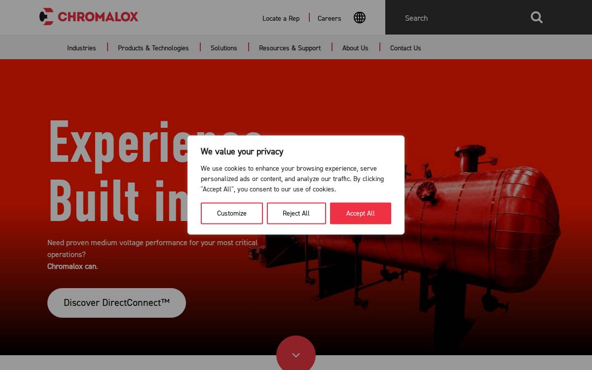 Chromalox website preview