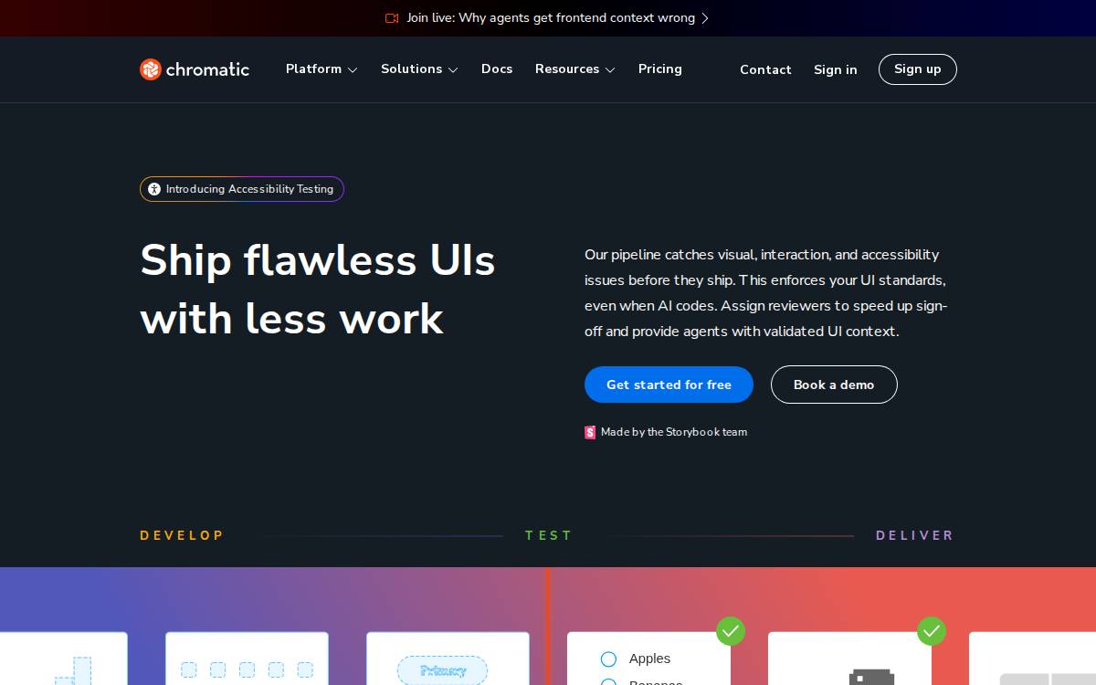 Chromatic website preview