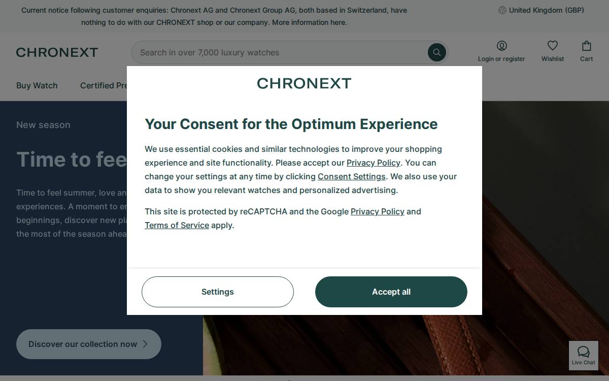 Chronext website preview