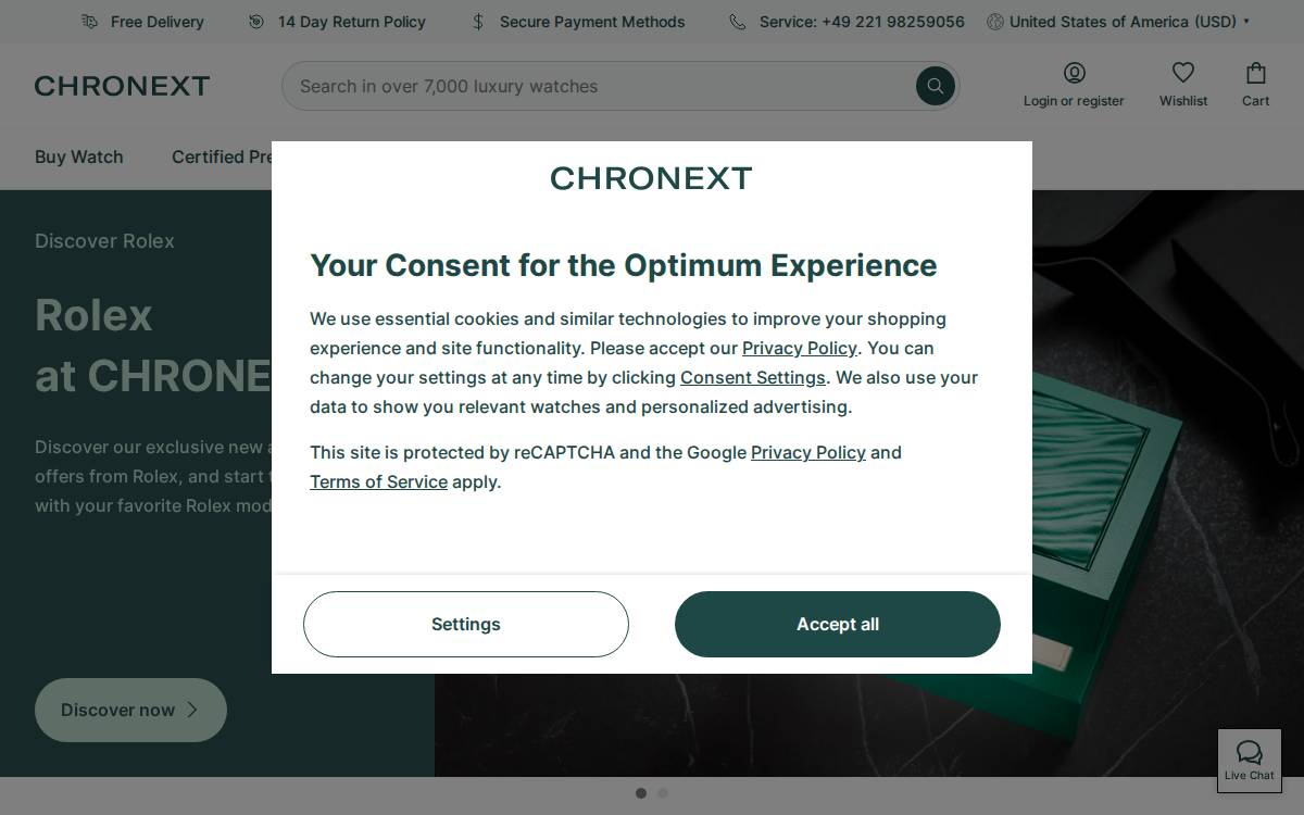 CHRONEXT website preview