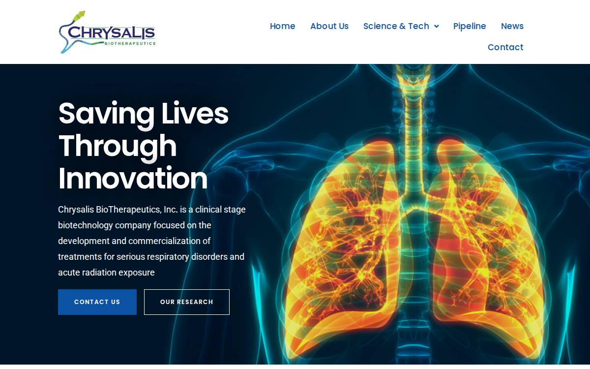 Chrysalis Biotherapeutics website preview