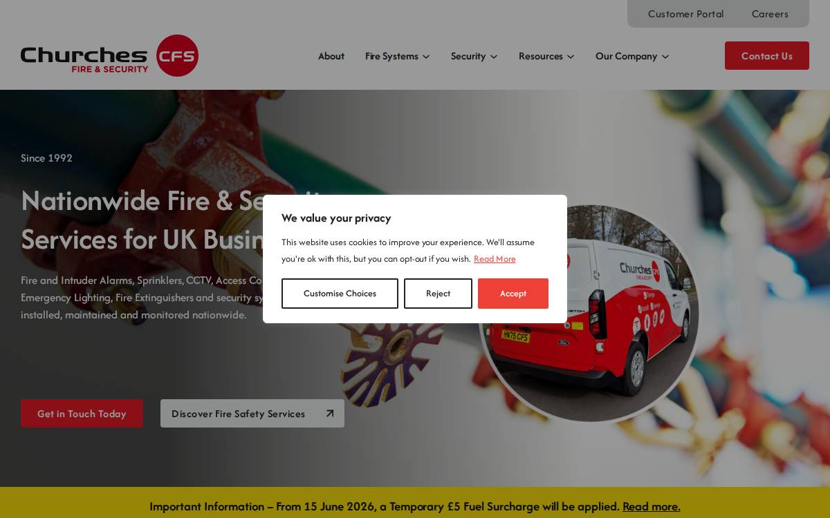 Churches Fire website preview