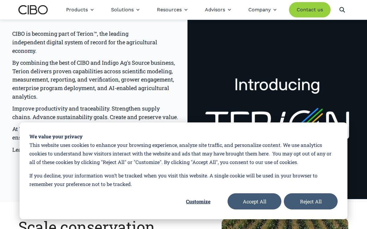 Cibo Technologies website preview