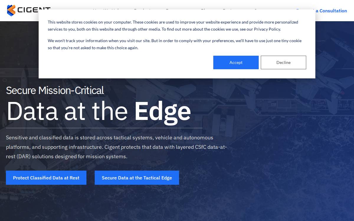 Cigent website preview