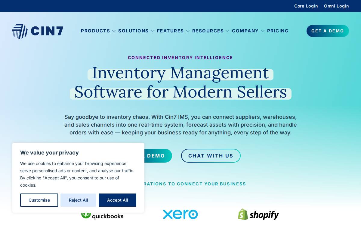 Cin7 website preview