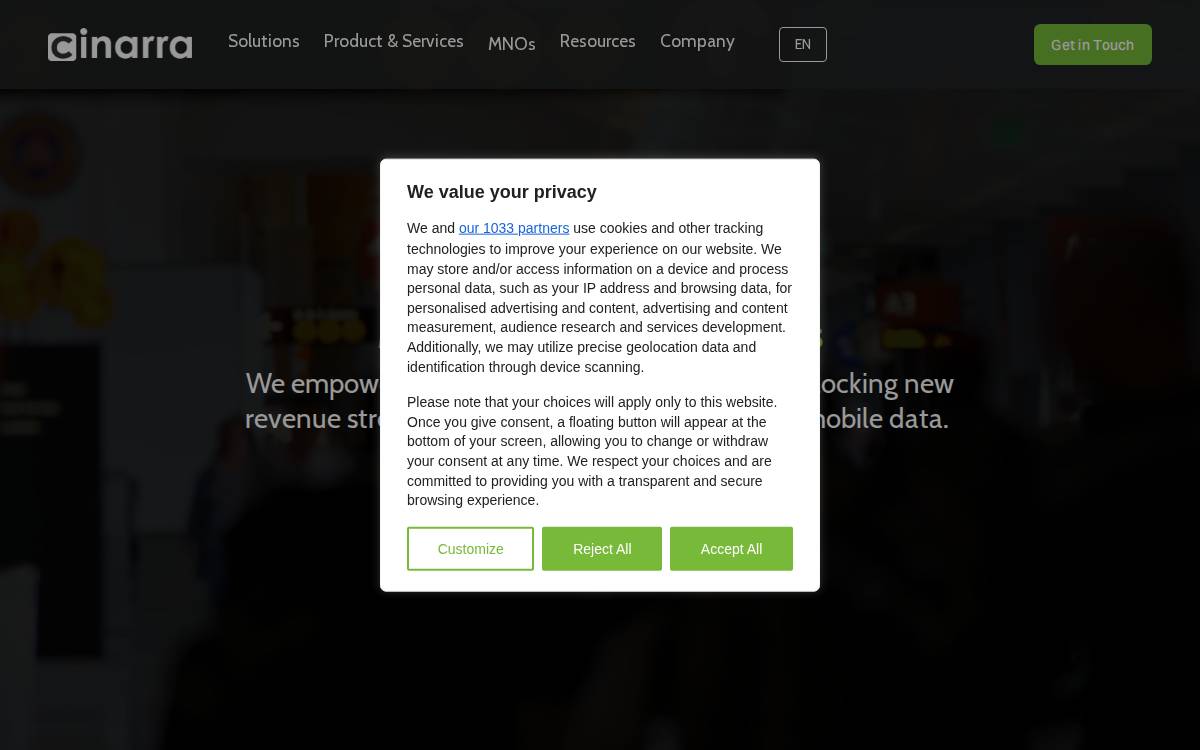 Cinarra website preview
