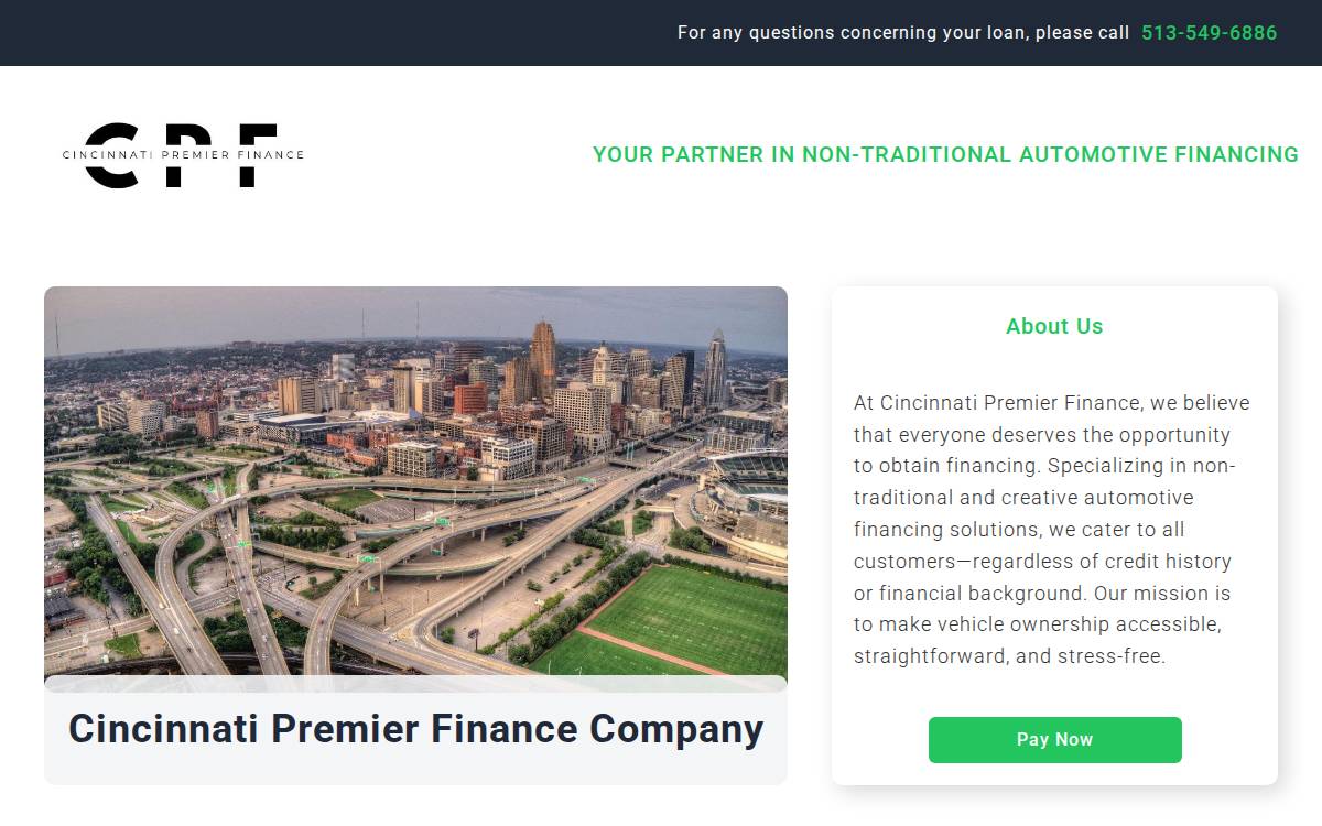 Cincinnati Premier Finance website preview