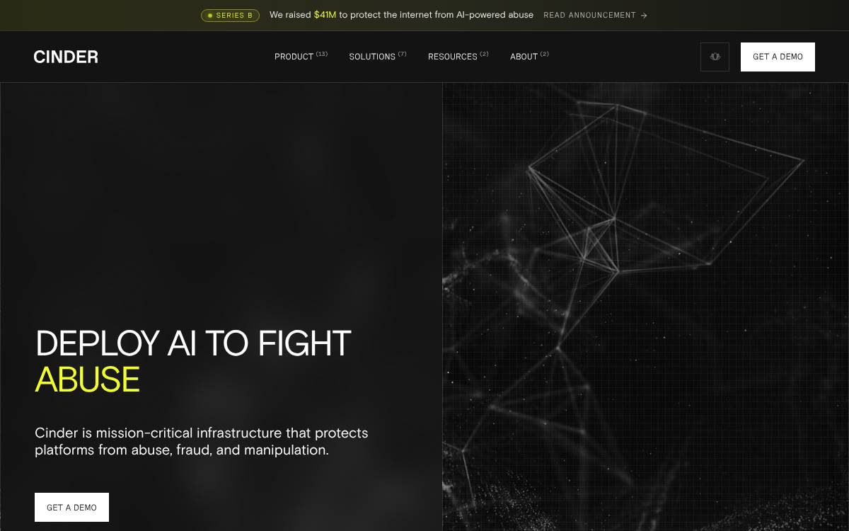 Cinder website preview