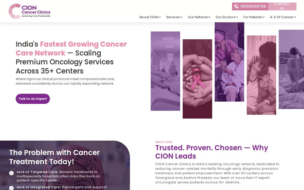 CION Cancer Clinics website preview