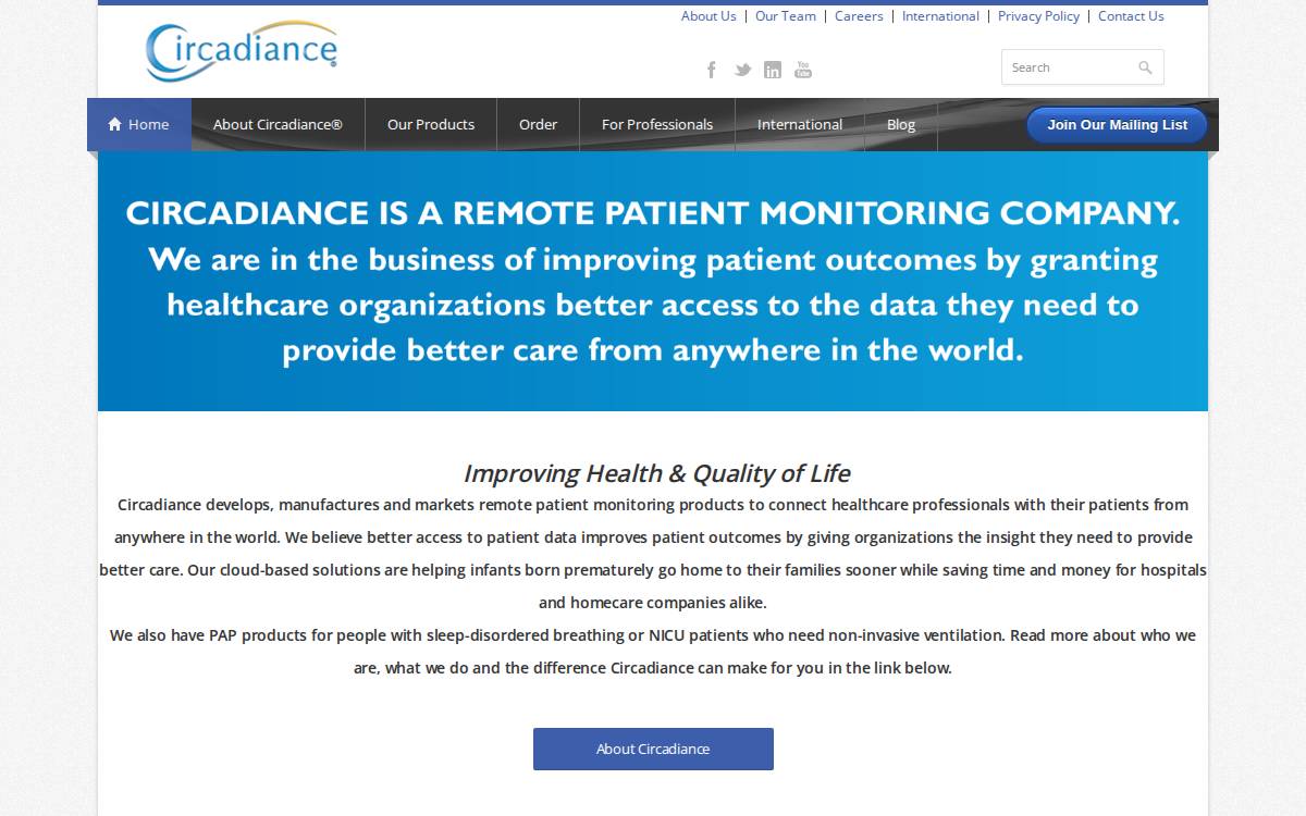 Circadiance website preview