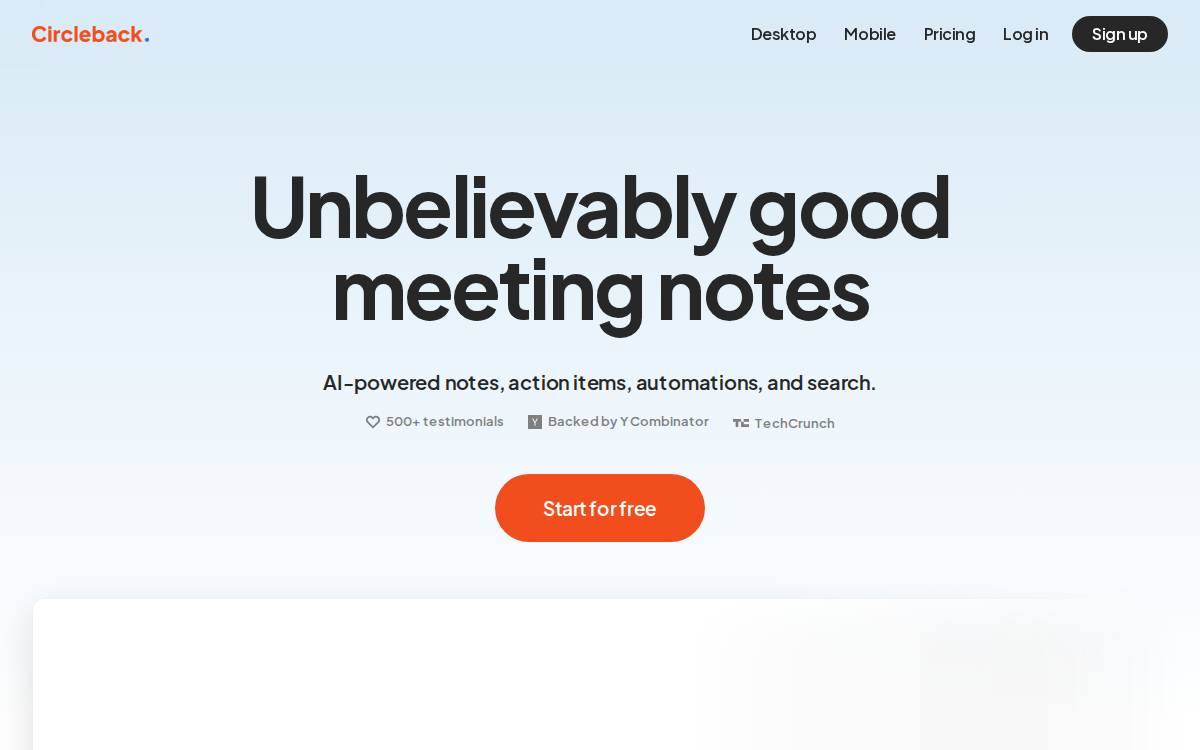 Circleback website preview
