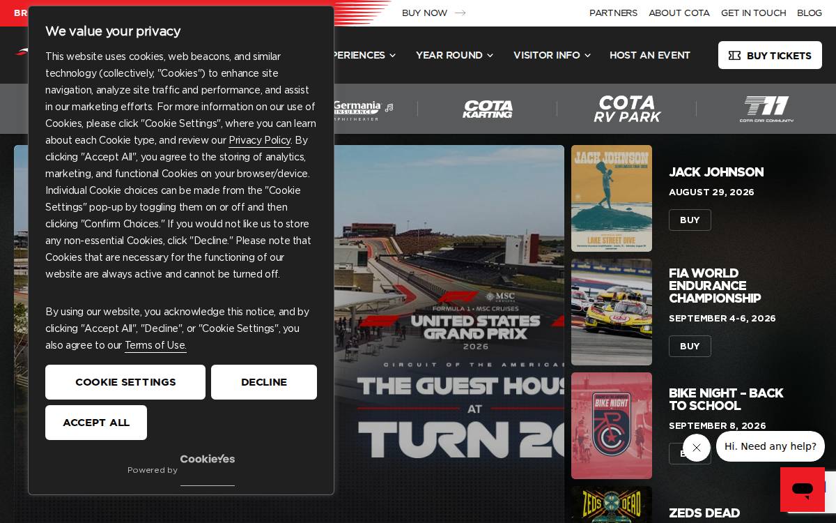 Circuit of the Americas website preview