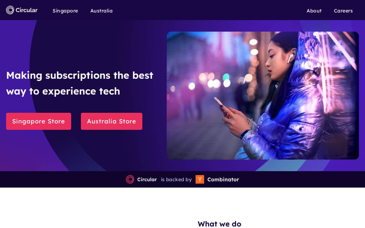 Circular website preview