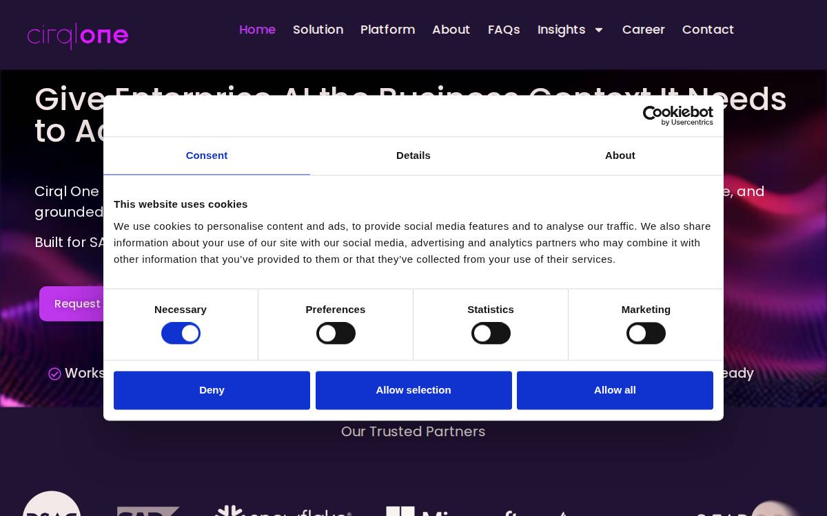 CirqlOne SAP-native semantic AI platform website preview