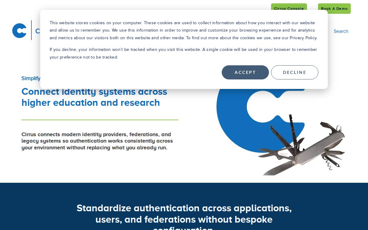 Cirrus Identity website preview