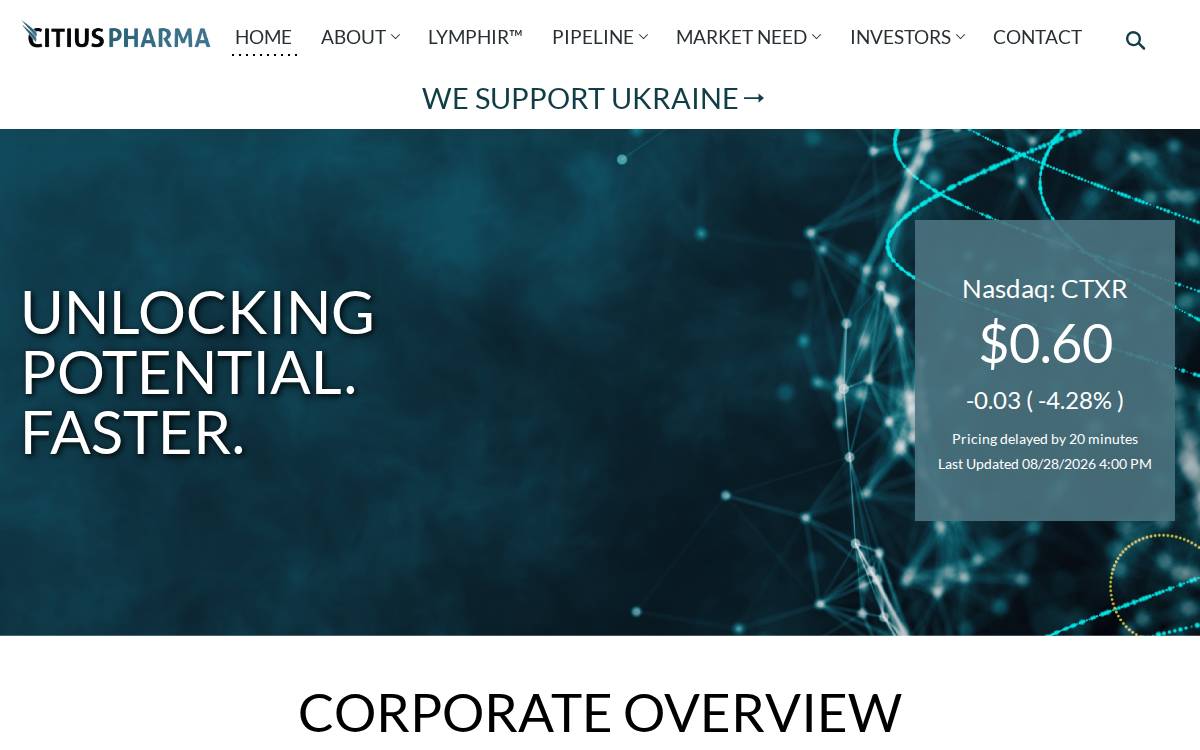 Citius Pharmaceuticals website preview