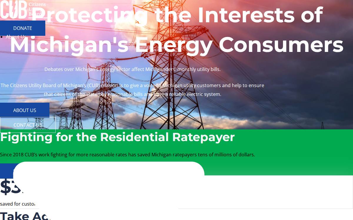 Citizens Utility Board of Michigan website preview