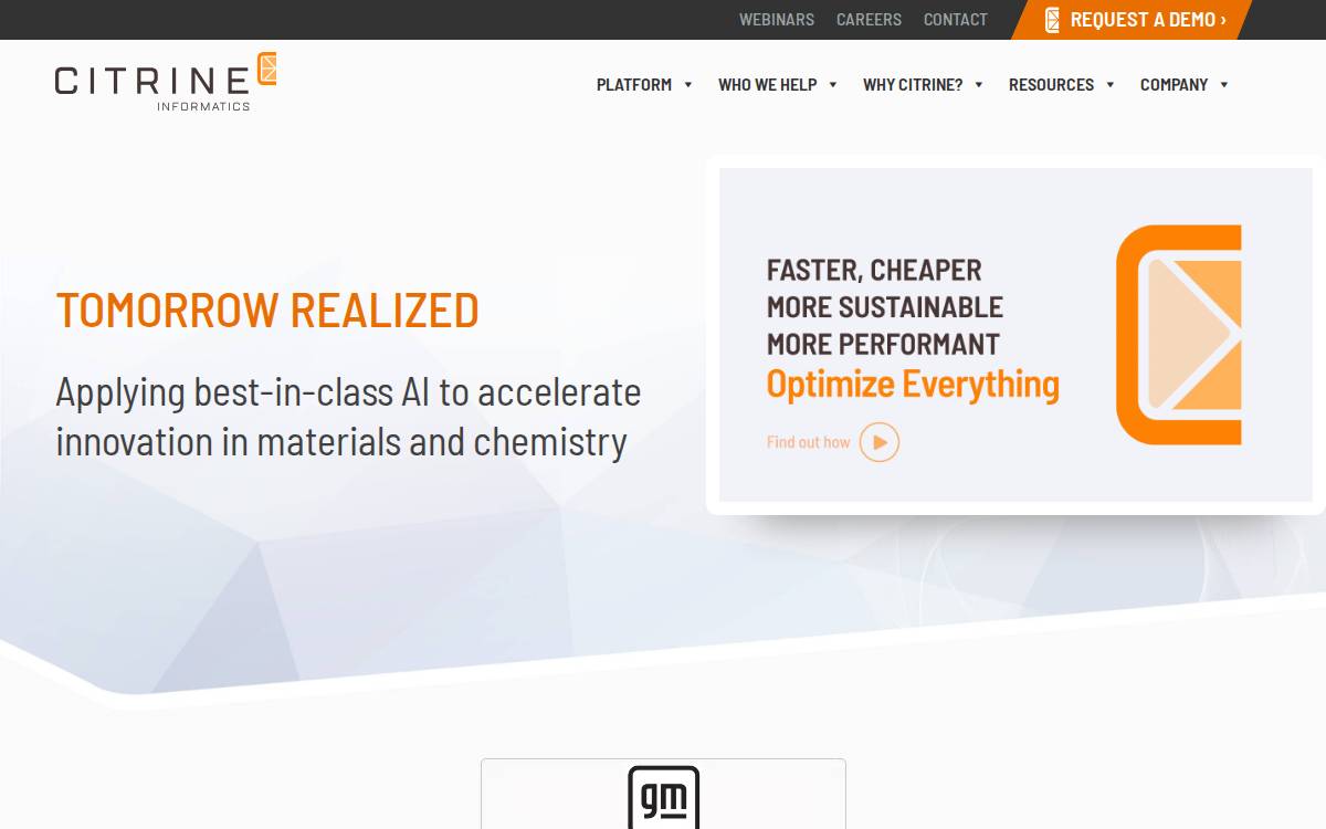 Citrine Informatics website preview