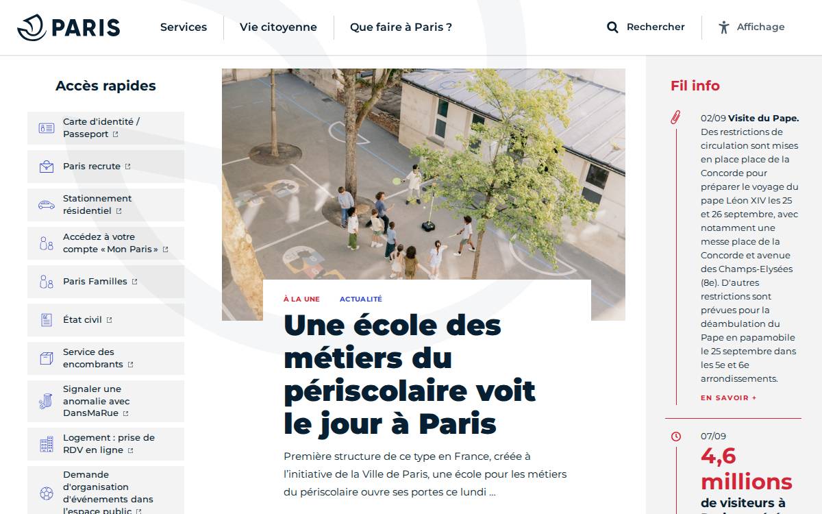 City of Paris website preview
