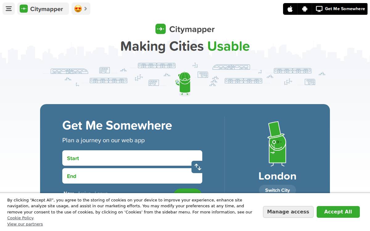 Citymapper website preview