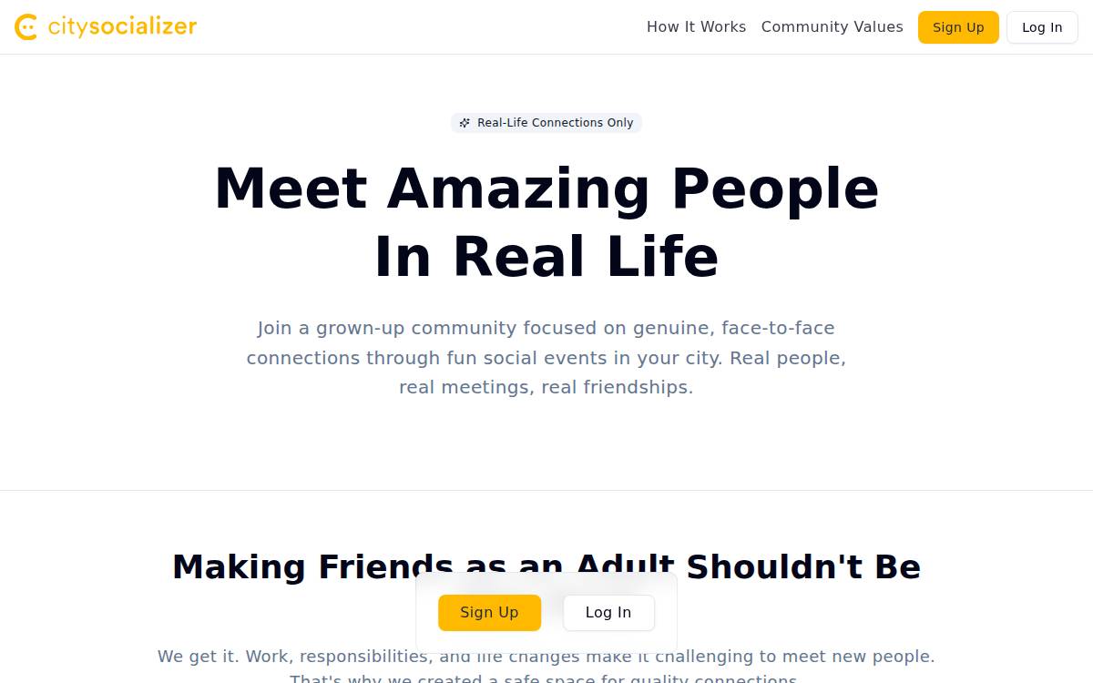 Citysocializer website preview