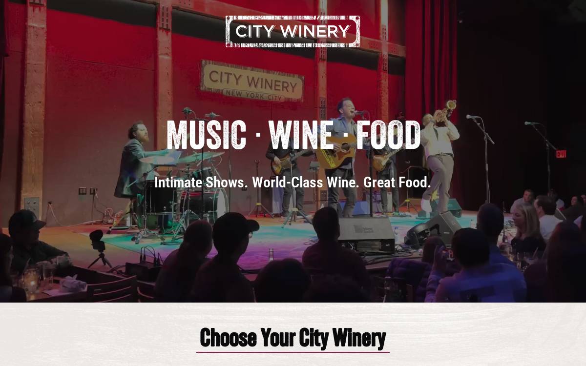 Citywinery website preview