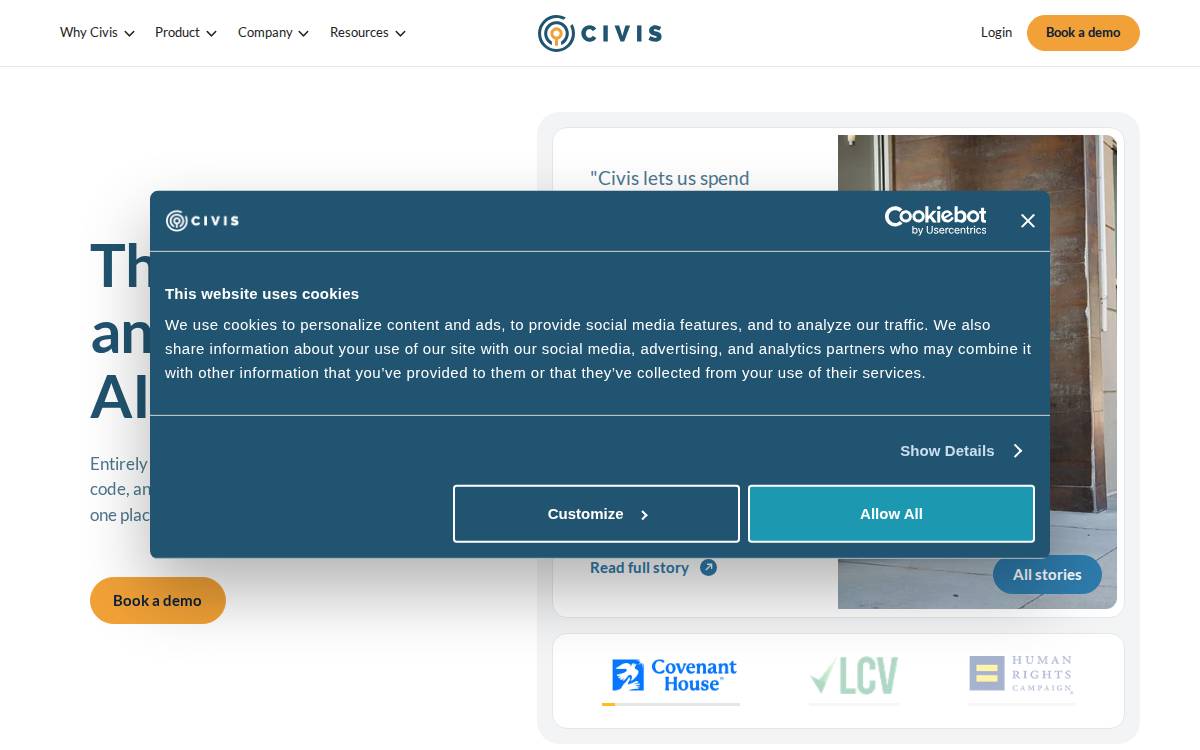 Civis Analytics website preview