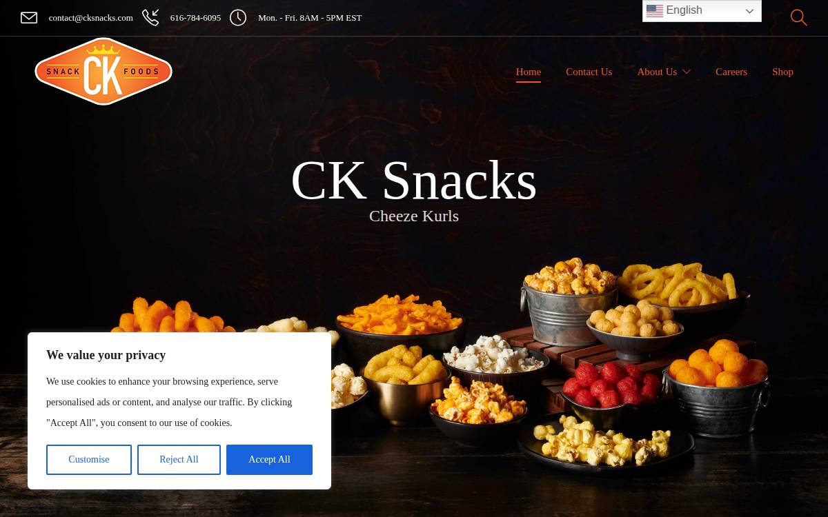 CK Snacks website preview
