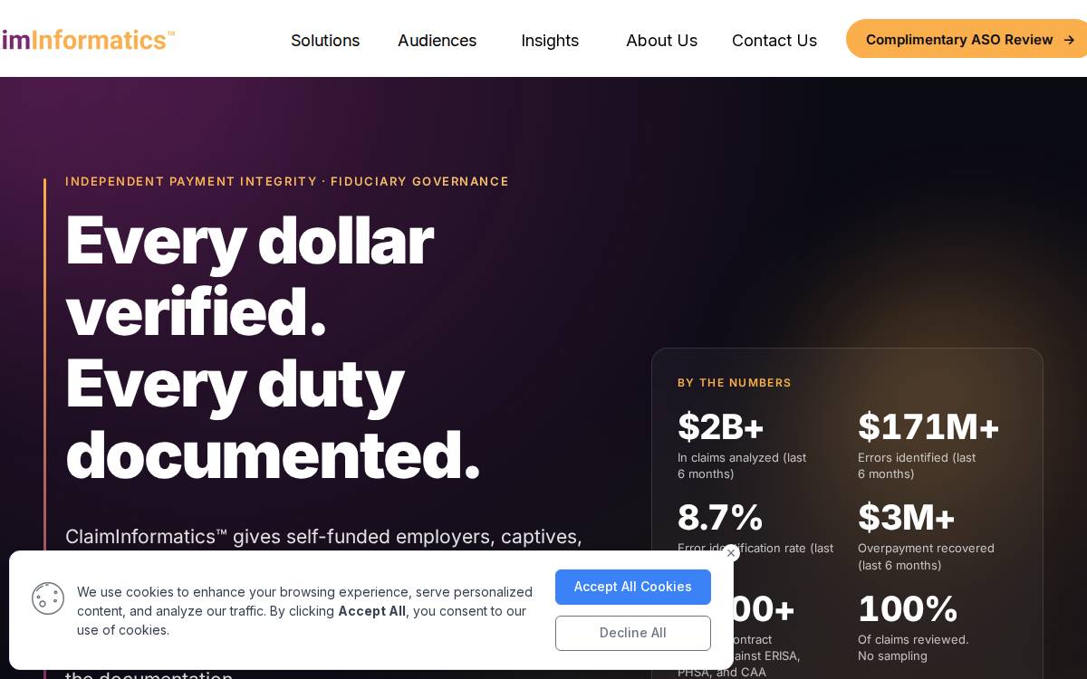 ClaimInformatics, Inc. website preview