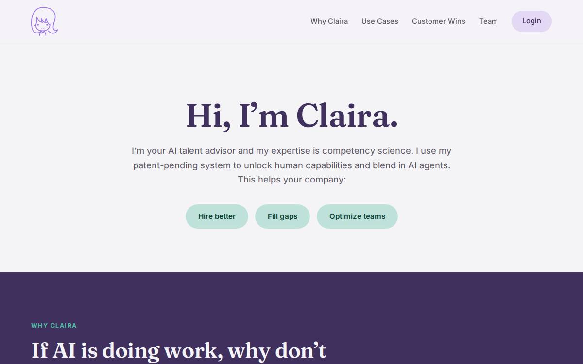 Claira website preview