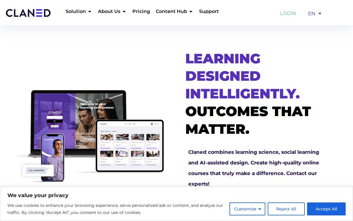 Claned website preview