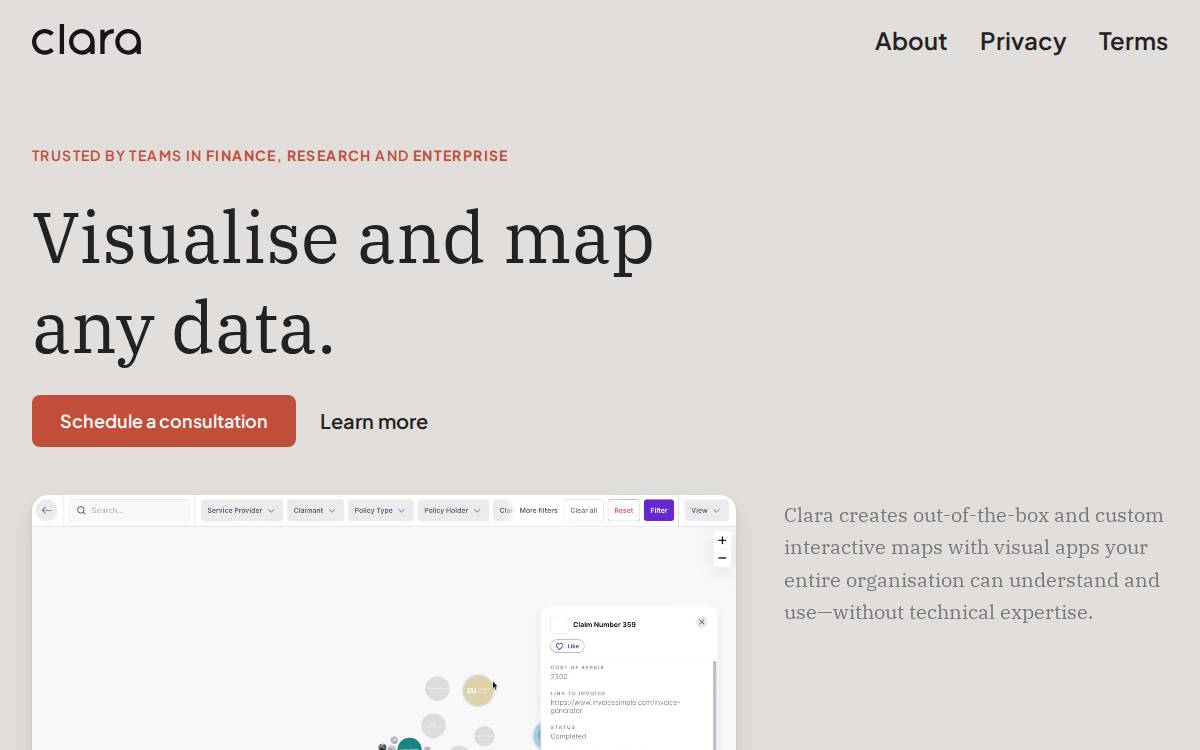 Clara website preview