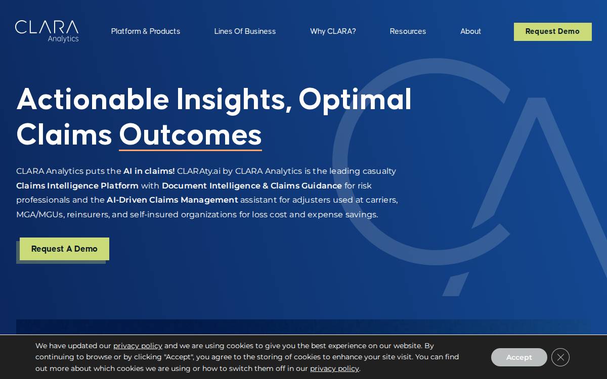 Clara Analytics website preview